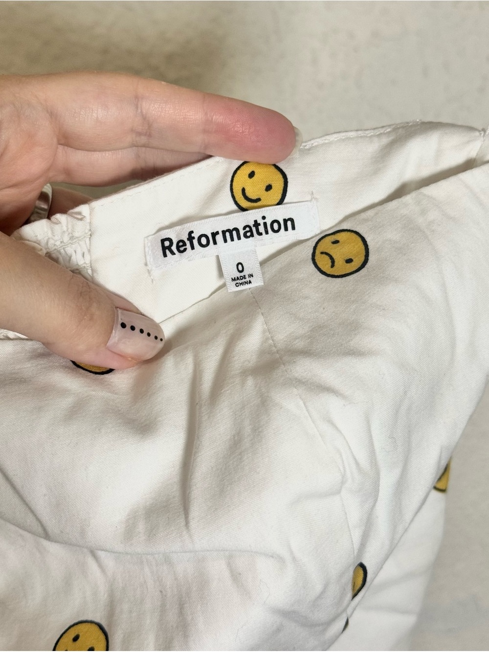 Reformation Paolo Strapless Smiley Print Tube Top White Size - Picture 3 of 3
